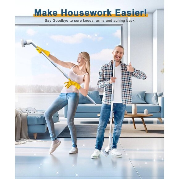 Electric Spin Scrubber – Cordless, IPX8 Waterproof, 9 Brush Heads (Gray) - Picture 6 of 8